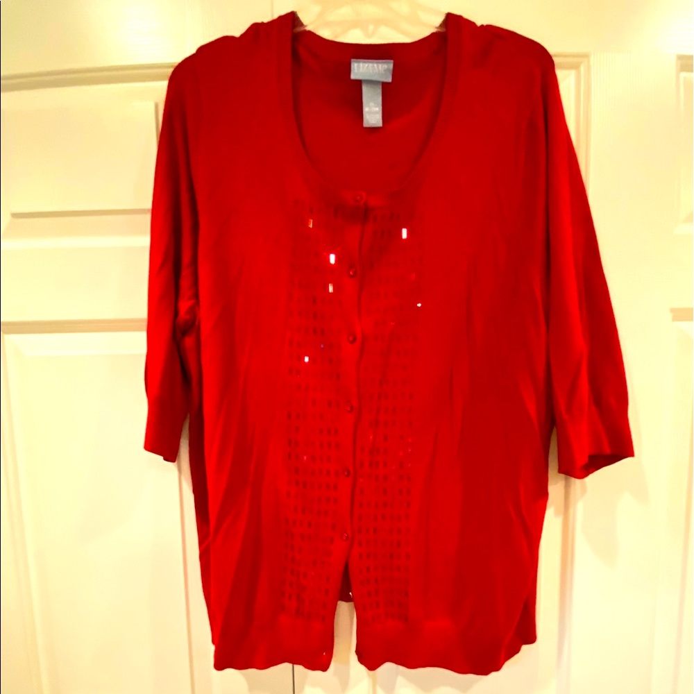 Liz and Me 3X Red Cardigan
